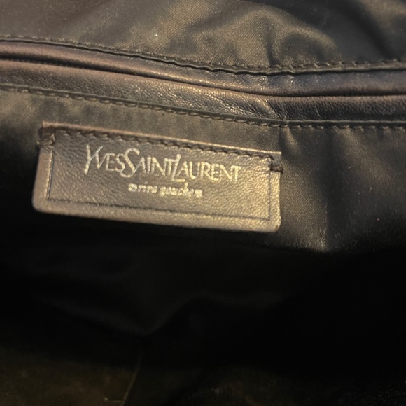 YSL Yves Saint Laurent Muse Lizard Print Suede Satchel Dark Brown - Picture 7 of 11